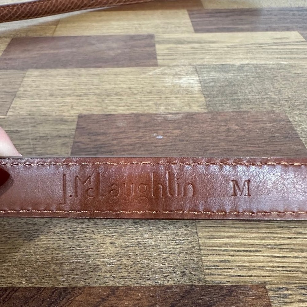 J.McLaughlin Womens Belt Size M Alex Snake Embossed Leather Cognac Brown NEW - Picture 5 of 8